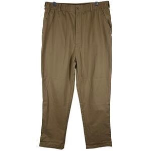 Pembrook Pants Mens Large Brown Elastic Waist Relaxed Fit Comfort Casual Chino